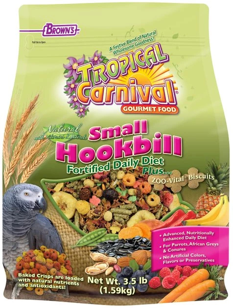 Brown's Tropical Carnival Fortified Daily Diet Natural Small Hookbill Food 1 Brown's Tropical Carnival Fortified Daily Diet Natural Small Hookbill Food