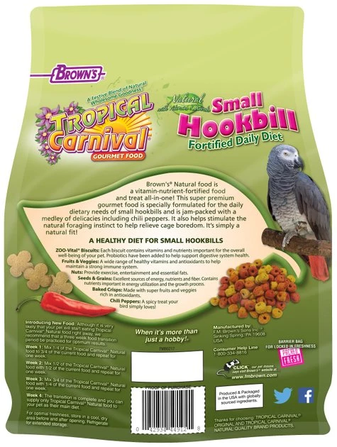 Brown's Tropical Carnival Fortified Daily Diet Natural Small Hookbill Food 2 Brown's Tropical Carnival Fortified Daily Diet Natural Small Hookbill Food - Image 2